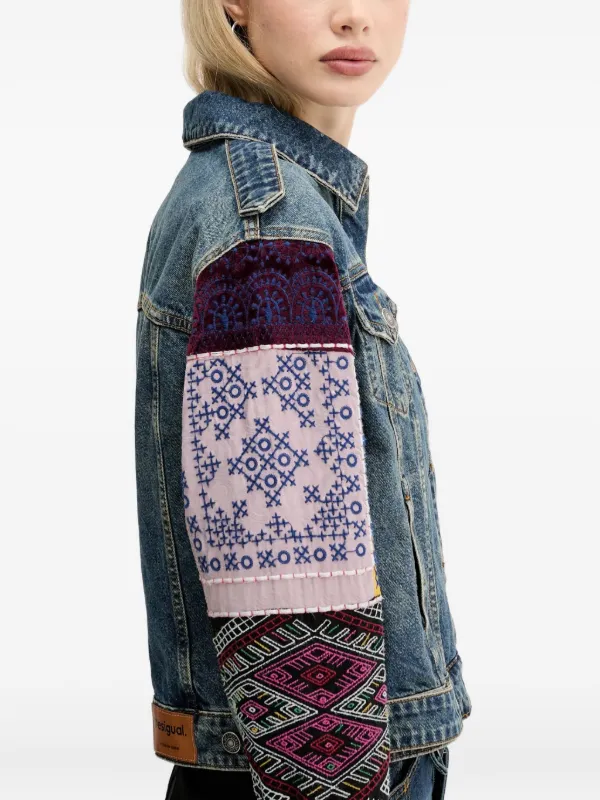 ジャケット・アウター Desigual two-tone bijou denim jacket Desigual Jaqueta Jeans Com Abotoamento | Azul | FARFETCH BR
