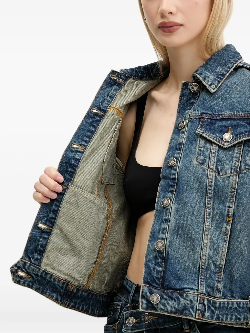 Desigual Spijkerjack met knoop Blauw