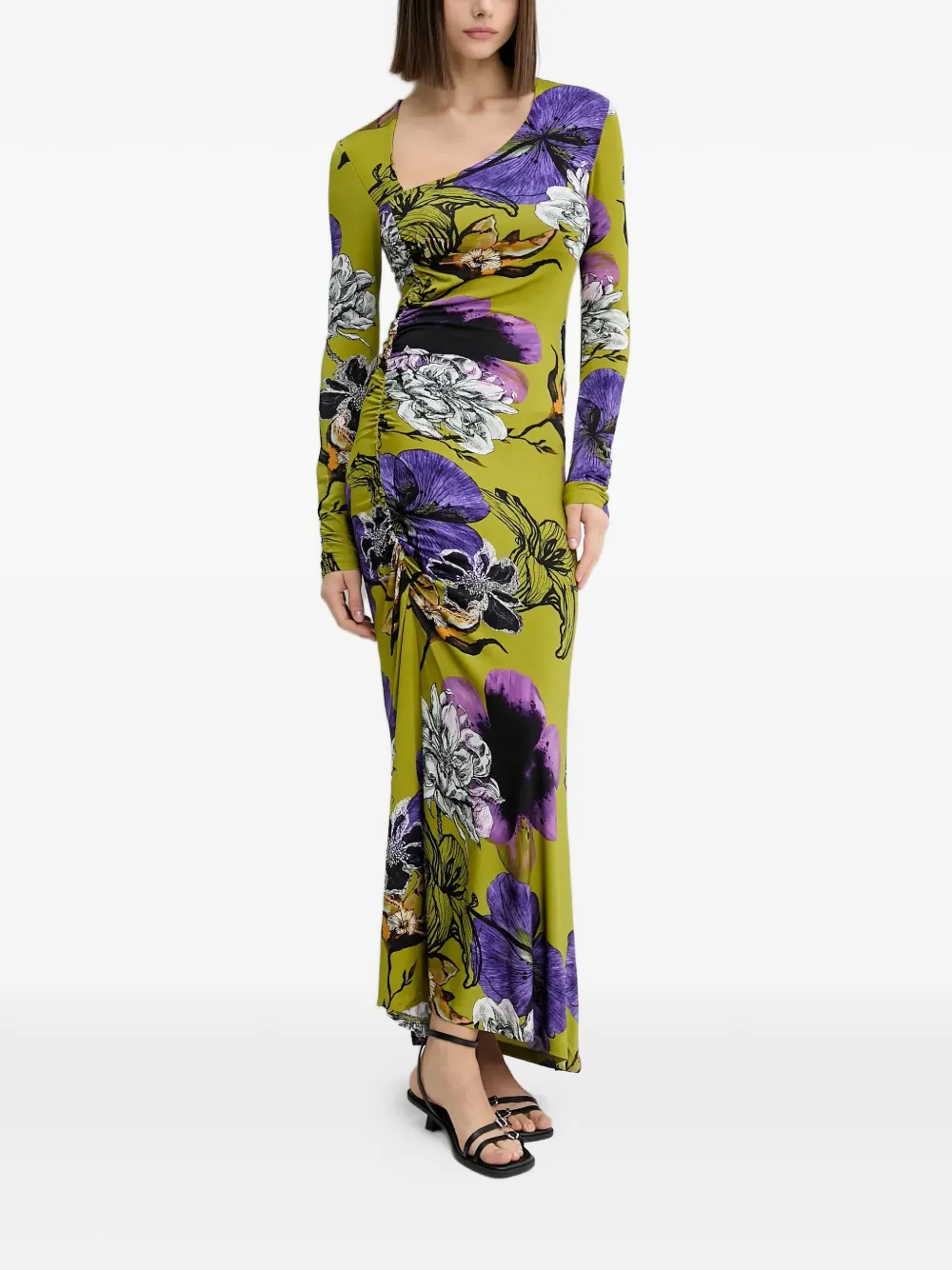 Desigual floral gathered maxi dress - Groen