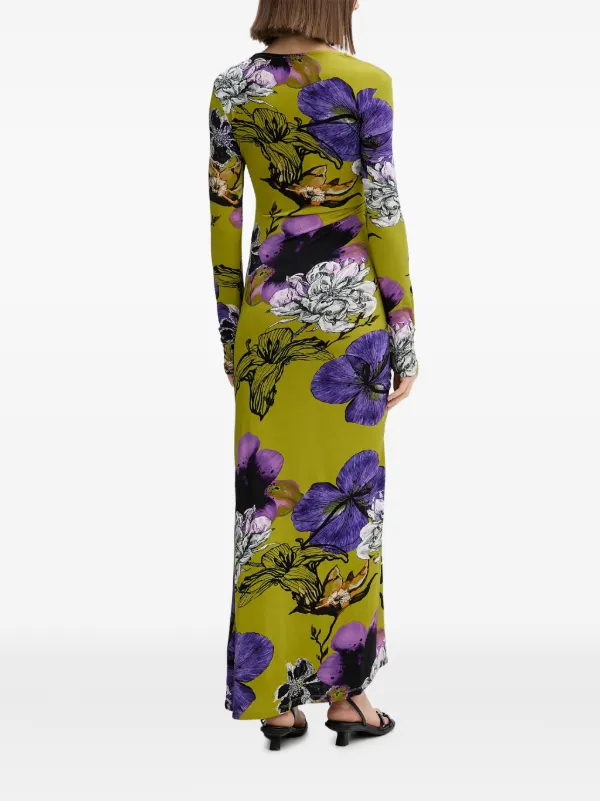 desigual long sleeve dress Desigual Floral Gathered Maxi Dress