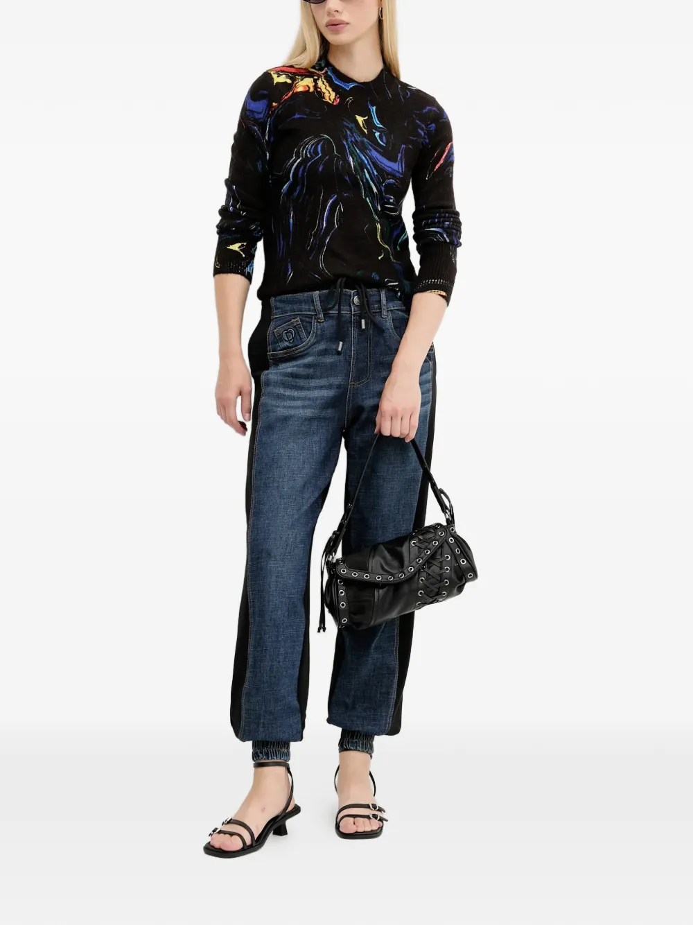 Desigual logo patch jeans - Blu