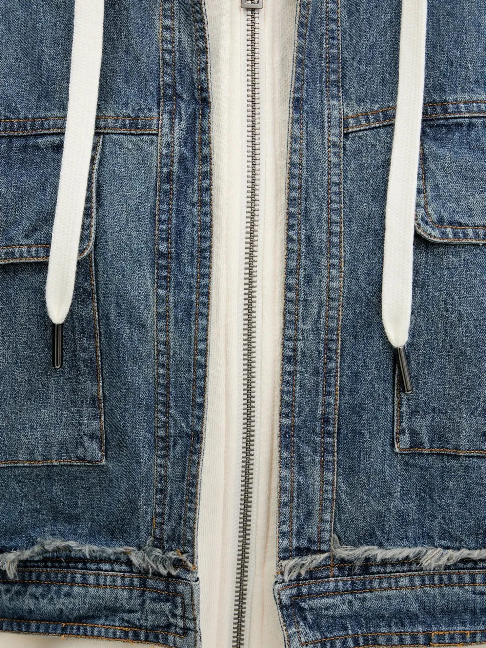 Desigual Hooded Pocket Denim Sweatshirt In Neutral