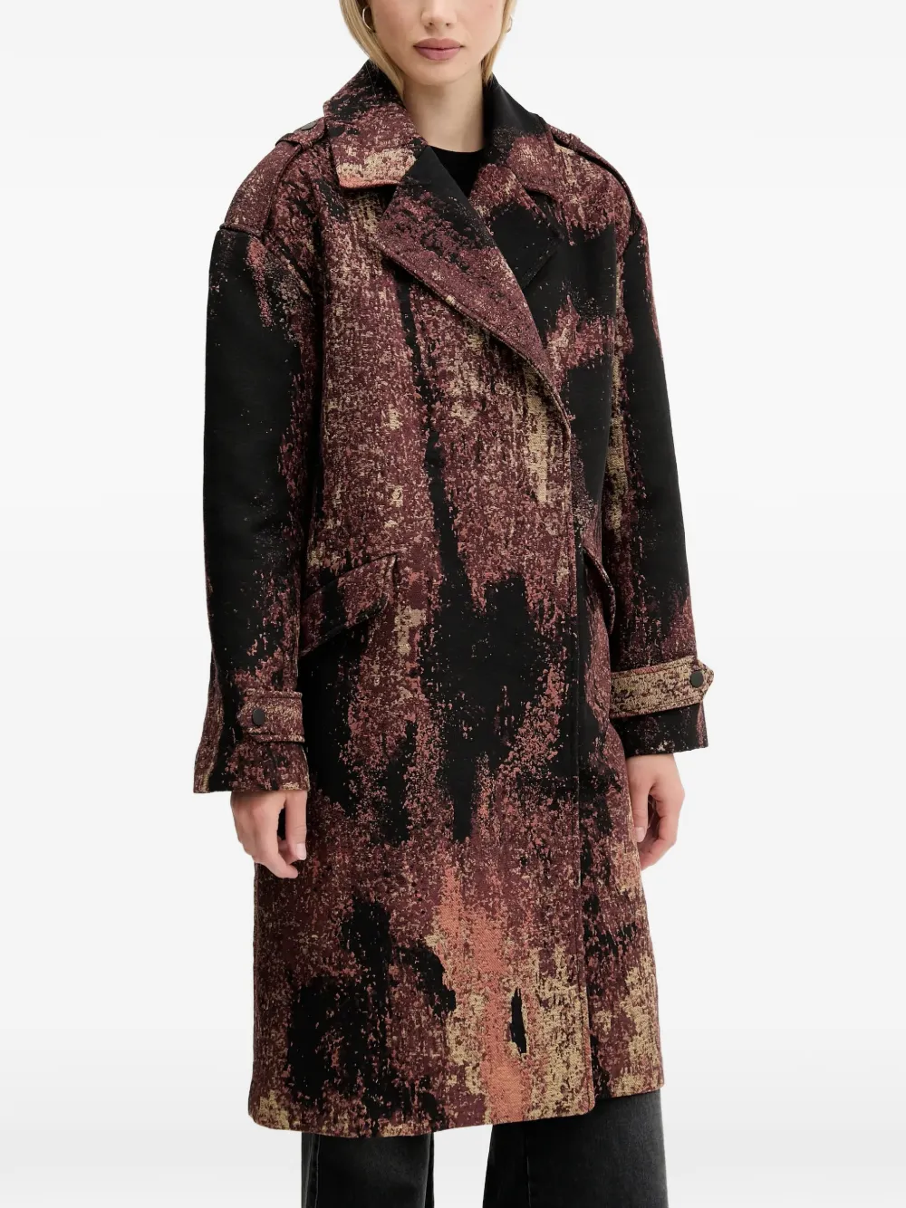 Desigual abstract-pattern double-breasted coat | Double Breasted & Peacoats | Image 2