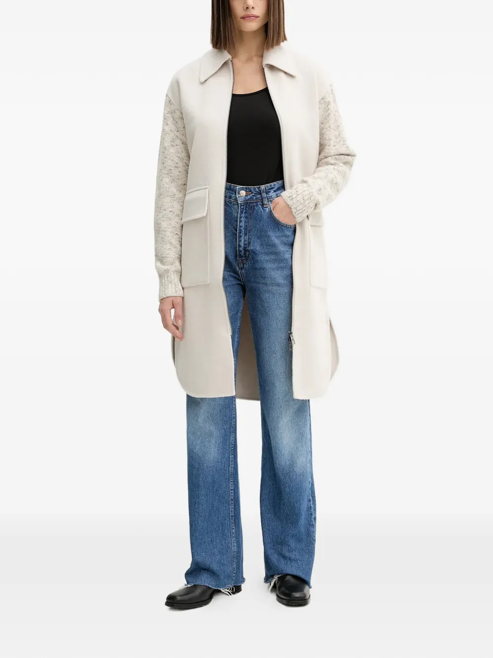 Knit Sleeve Pocket Coat