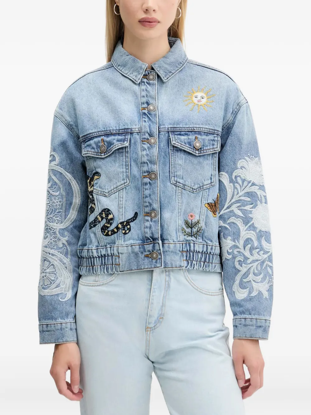Desigual embroidered denim jacket - Blu