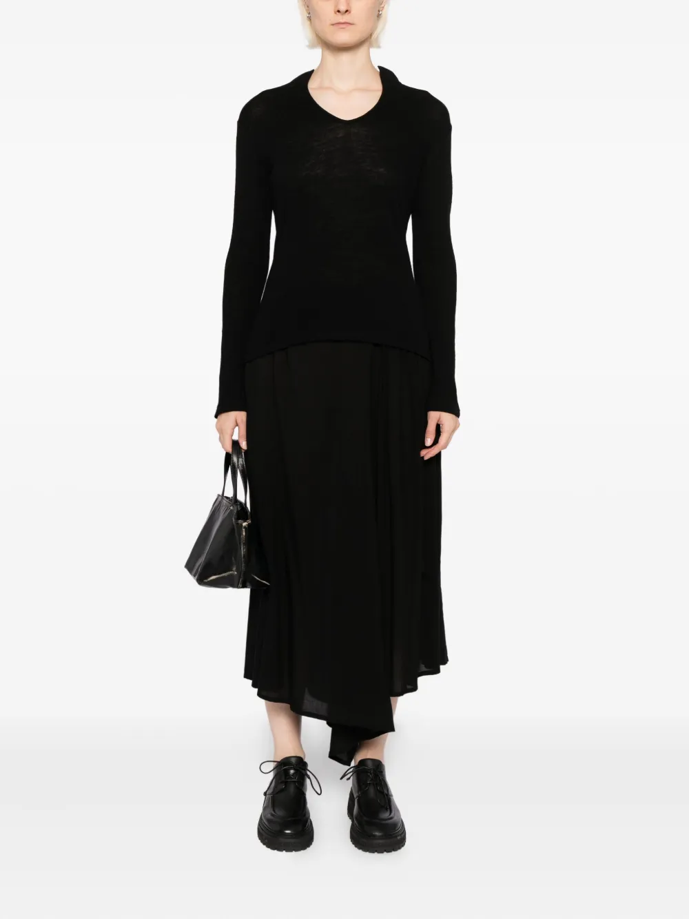 Yohji Yamamoto Gebreide trui met veters - Zwart