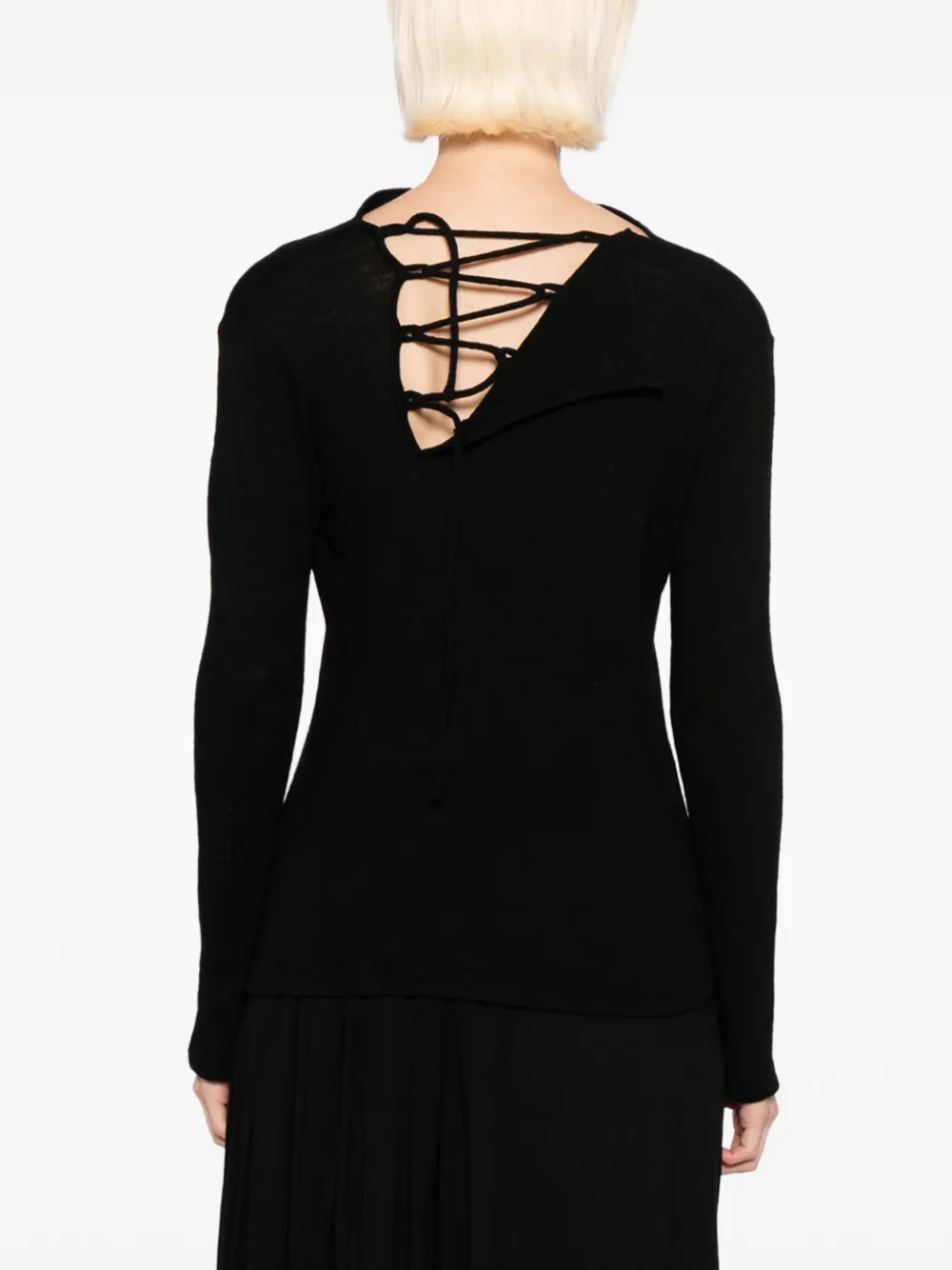 Yohji Yamamoto Gebreide trui met veters Zwart