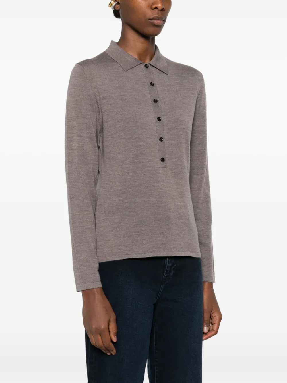 Allude Polotop met knopen en kraag Grijs