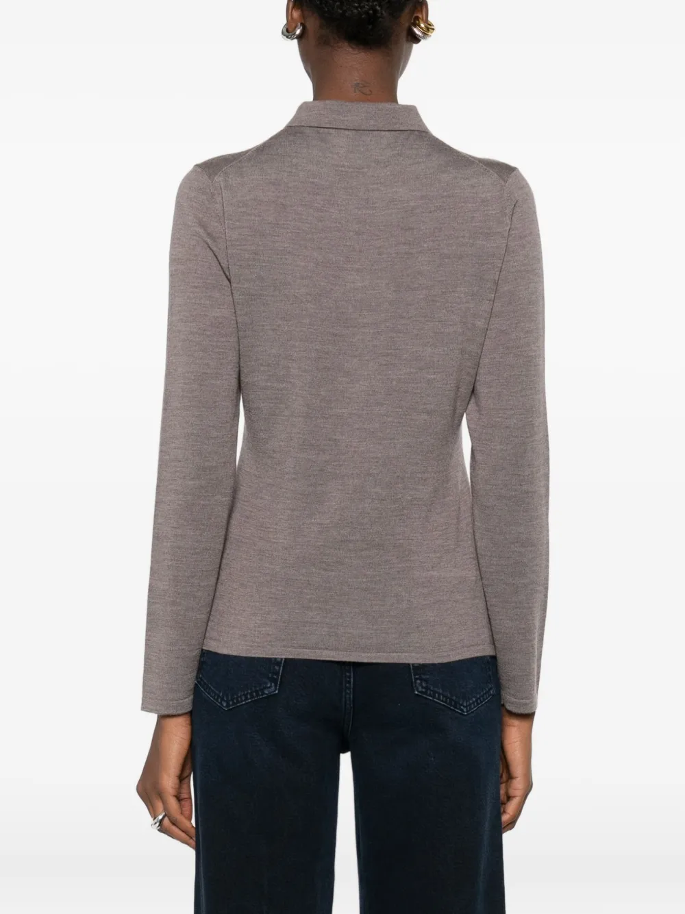 Allude Polotop met knopen en kraag Grijs