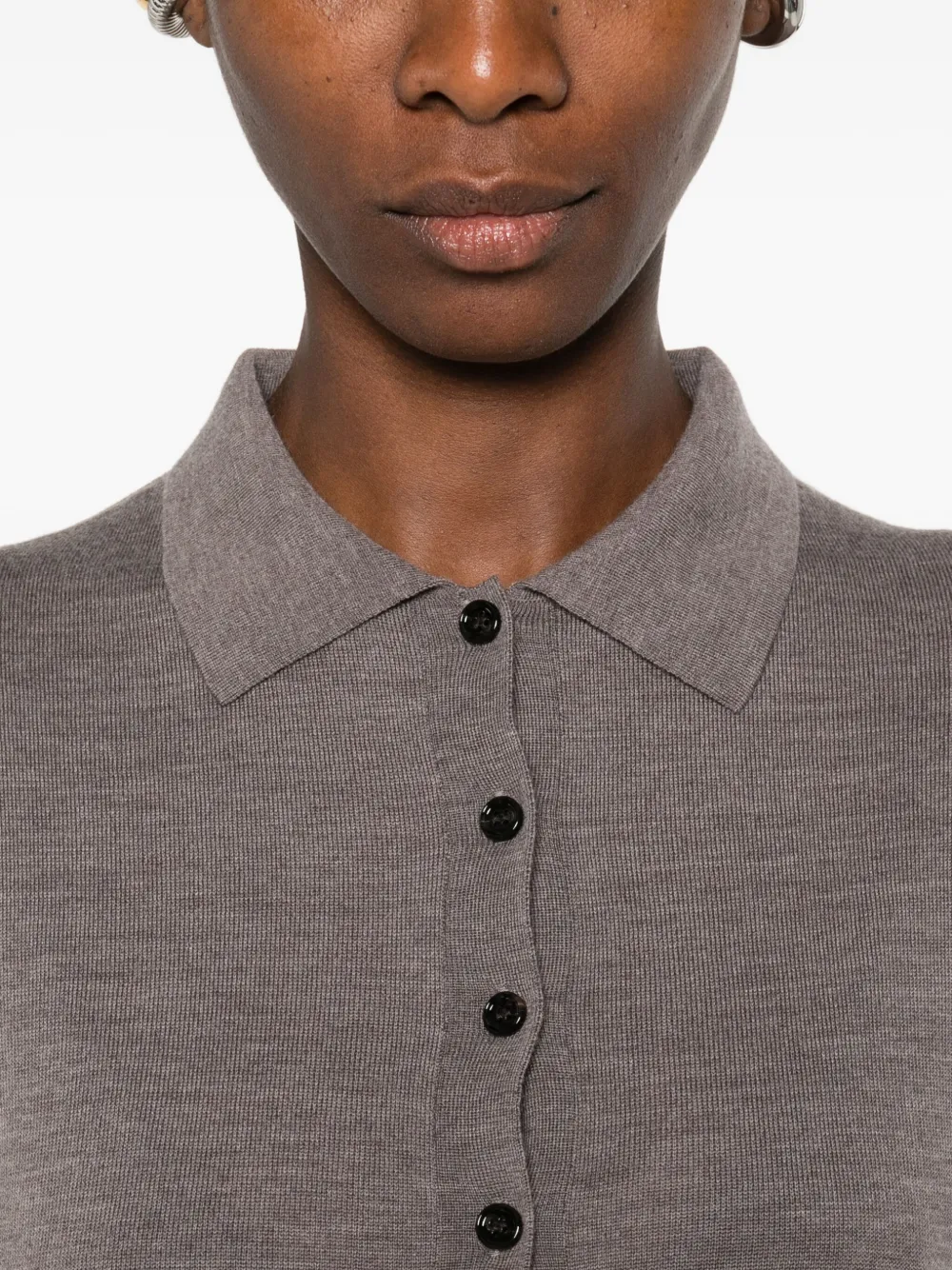 Allude Polotop met knopen en kraag Grijs