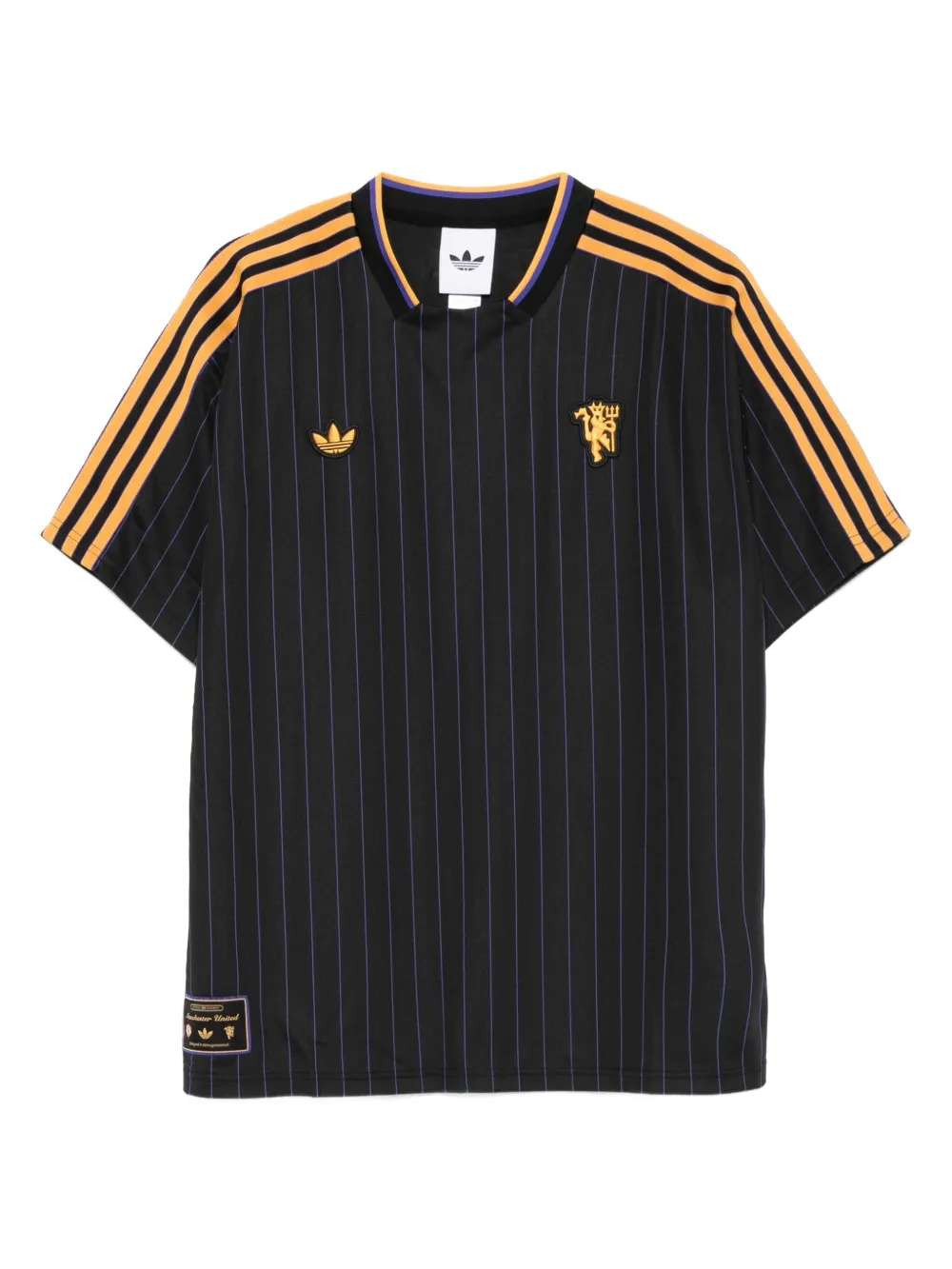 adidas pinstripe-striped three-stripe logo T-shirt - ブラック adidas pinstripe-striped three-stripe logo T-shirt - ブラック