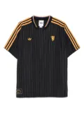 adidas pinstripe-striped three-stripe logo T-shirt - Black