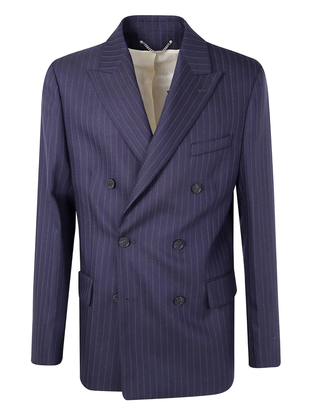 Golden Goose Pinstripe Double-breasted Jacket In Purple