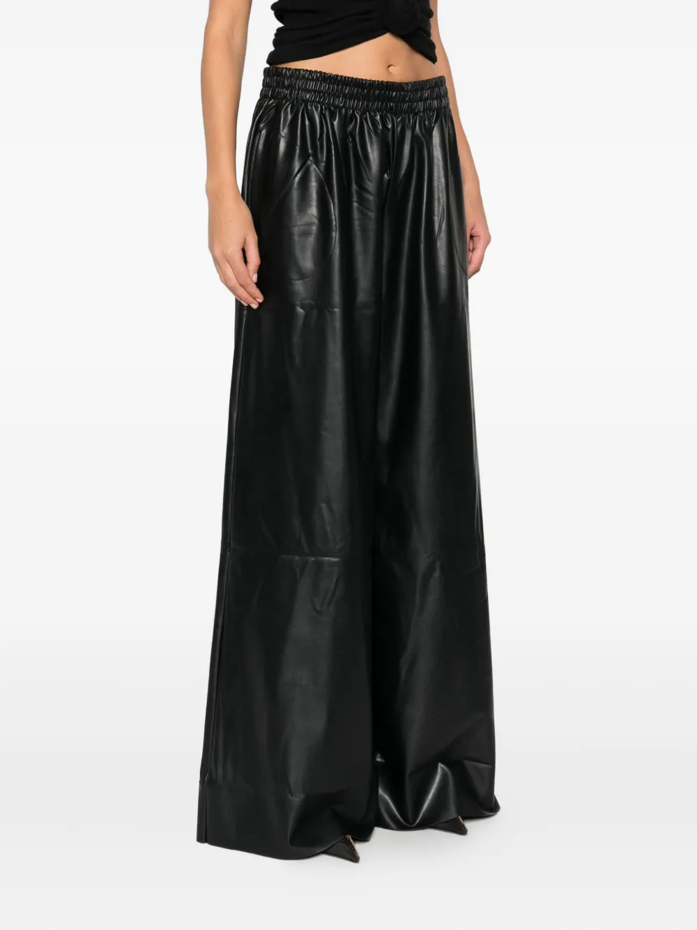 Norma Kamali Broek met elastische taille en wijde pijpen Zwart