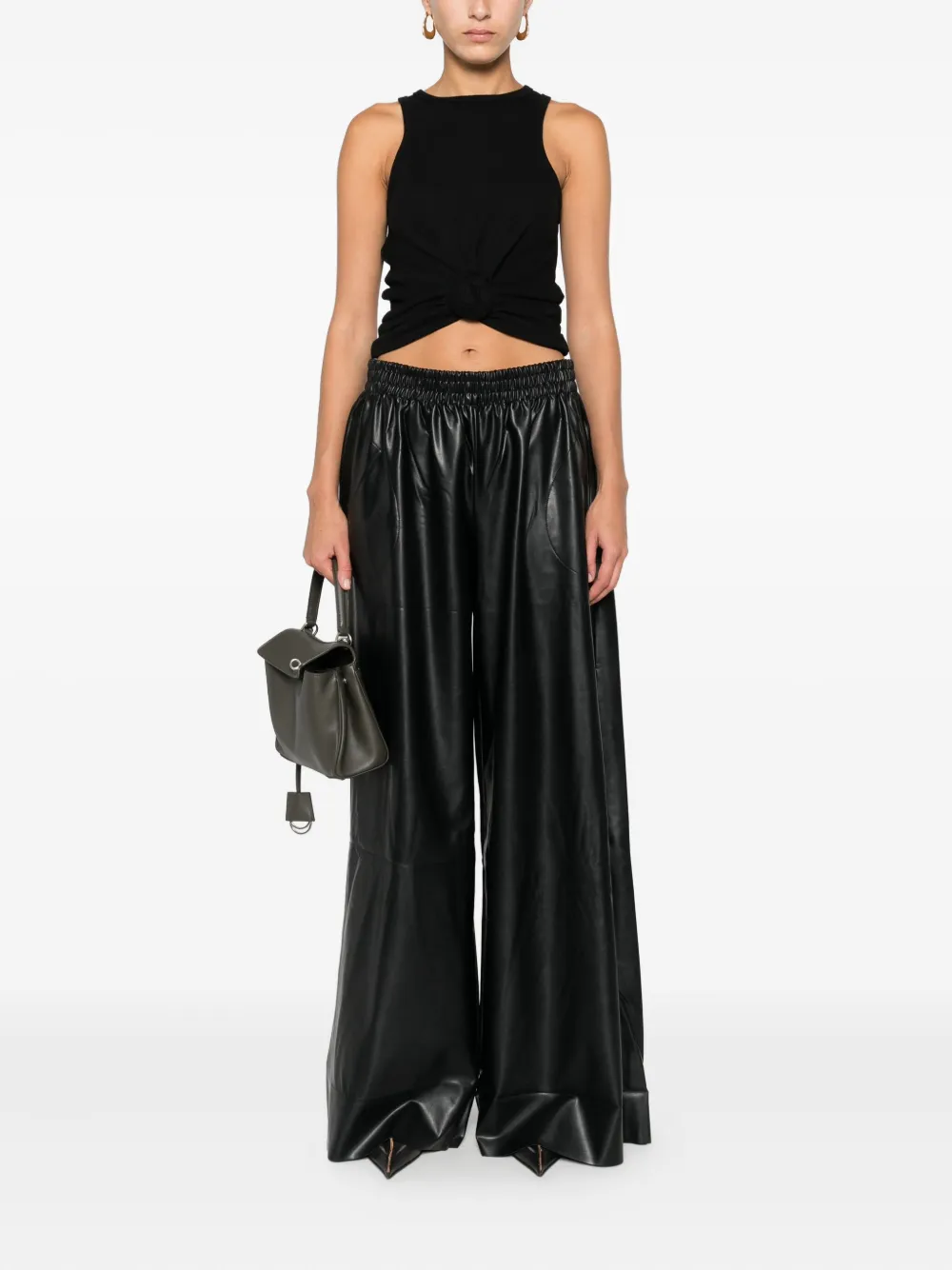 Norma Kamali elastic-waist wide-leg trousers - Zwart
