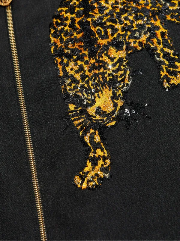 Versace animal-print zip-up Jacket | Black | FARFETCH