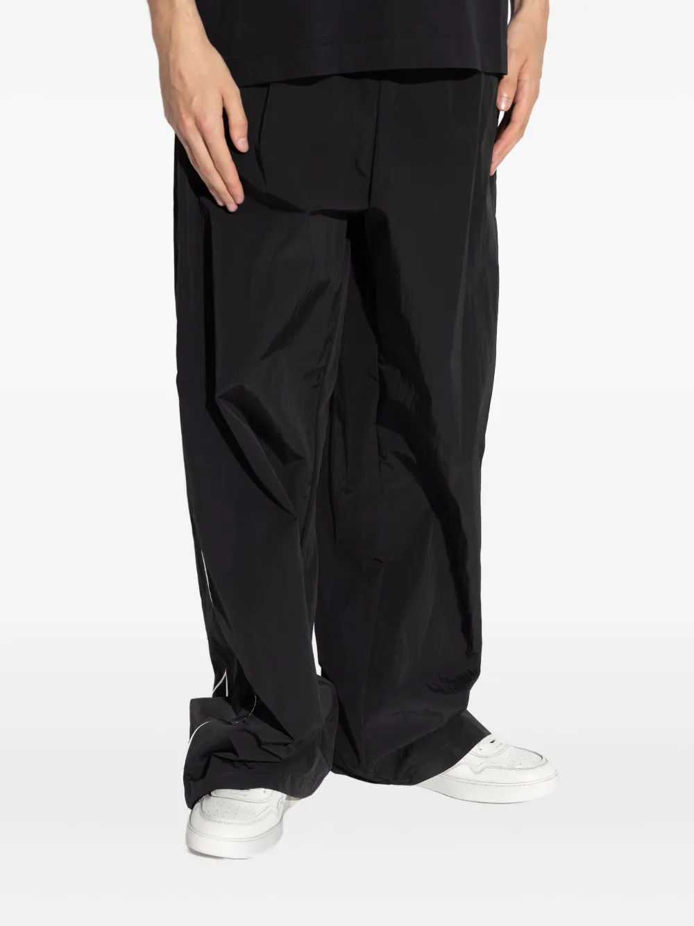 Off-white Comfortable Wide Leg Track Trousers In Black