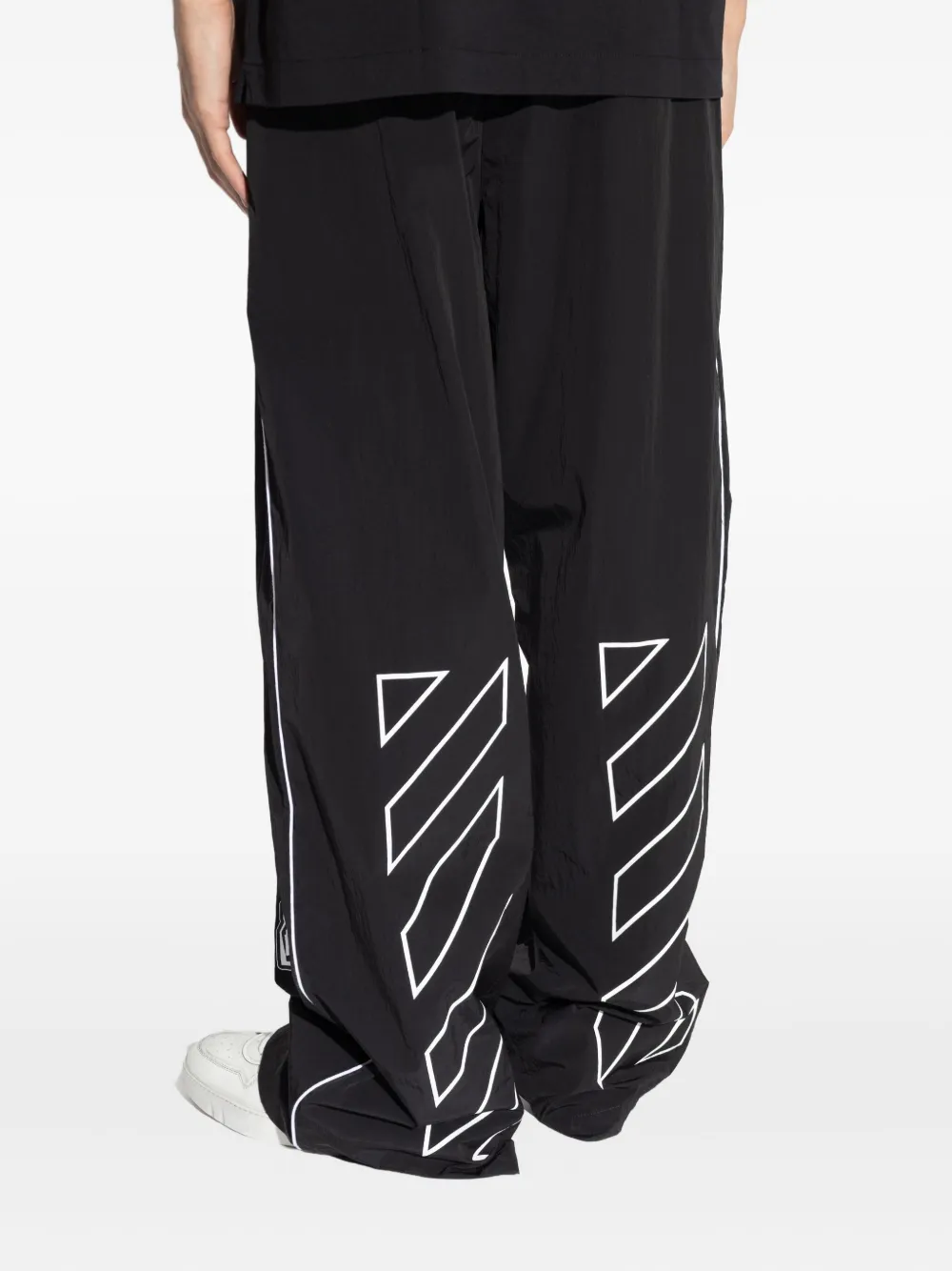 Off-white Comfortable Wide Leg Track Trousers In Black
