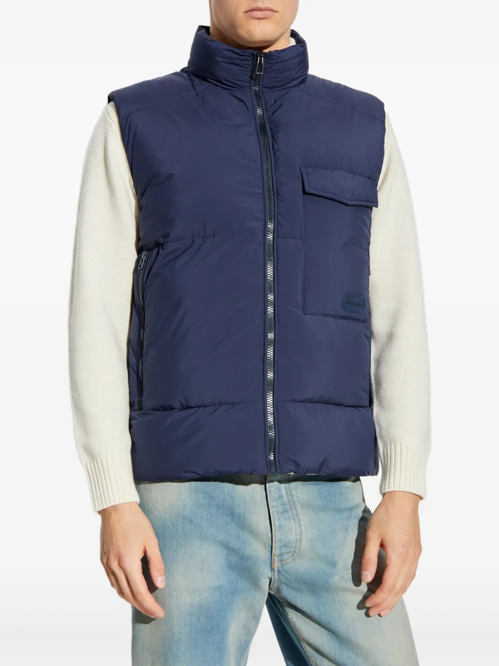 PS Paul Smith Gewatteerde bodywarmer met ritssluiting en zak Blauw