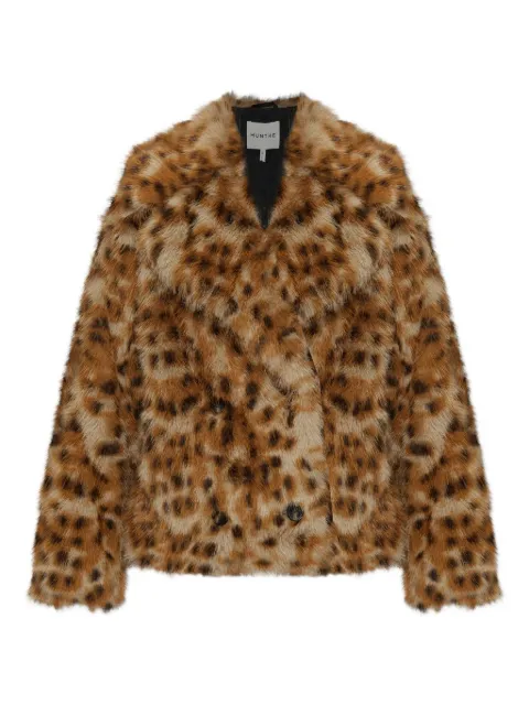 MUNTHE chamarra Lestine con doble botonadura y estampado de leopardo