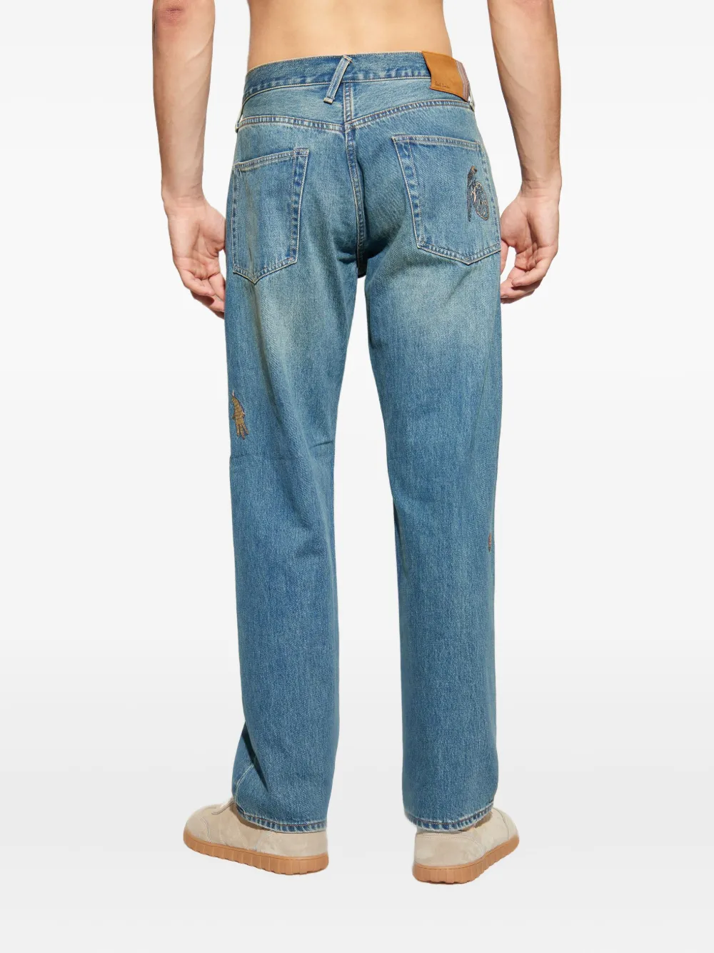 Paul Smith Embroidered-motif Jeans In Blue