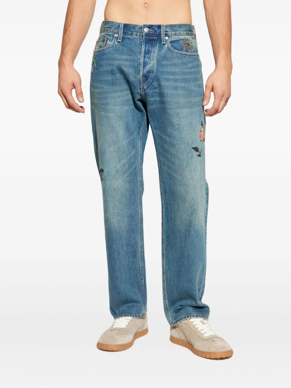 Paul Smith Embroidered-motif Jeans In Blue