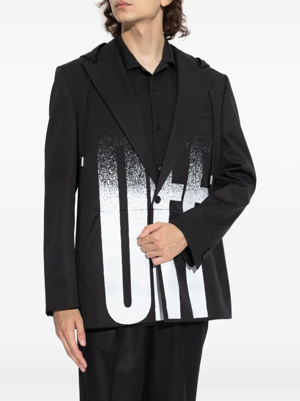 Off-White Jack met capuchon en verfspray Zwart