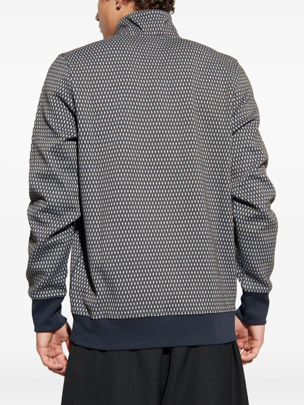 Ps By Paul Smith Geometric-pattern Half-zip Sweatshirt In Gray