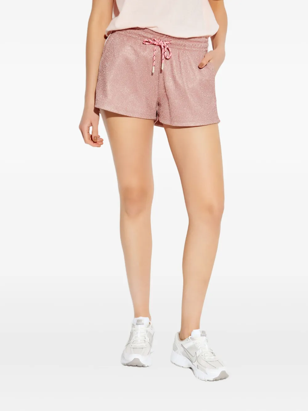 The Upside Drawstring Side-stripe Shorts In Pink