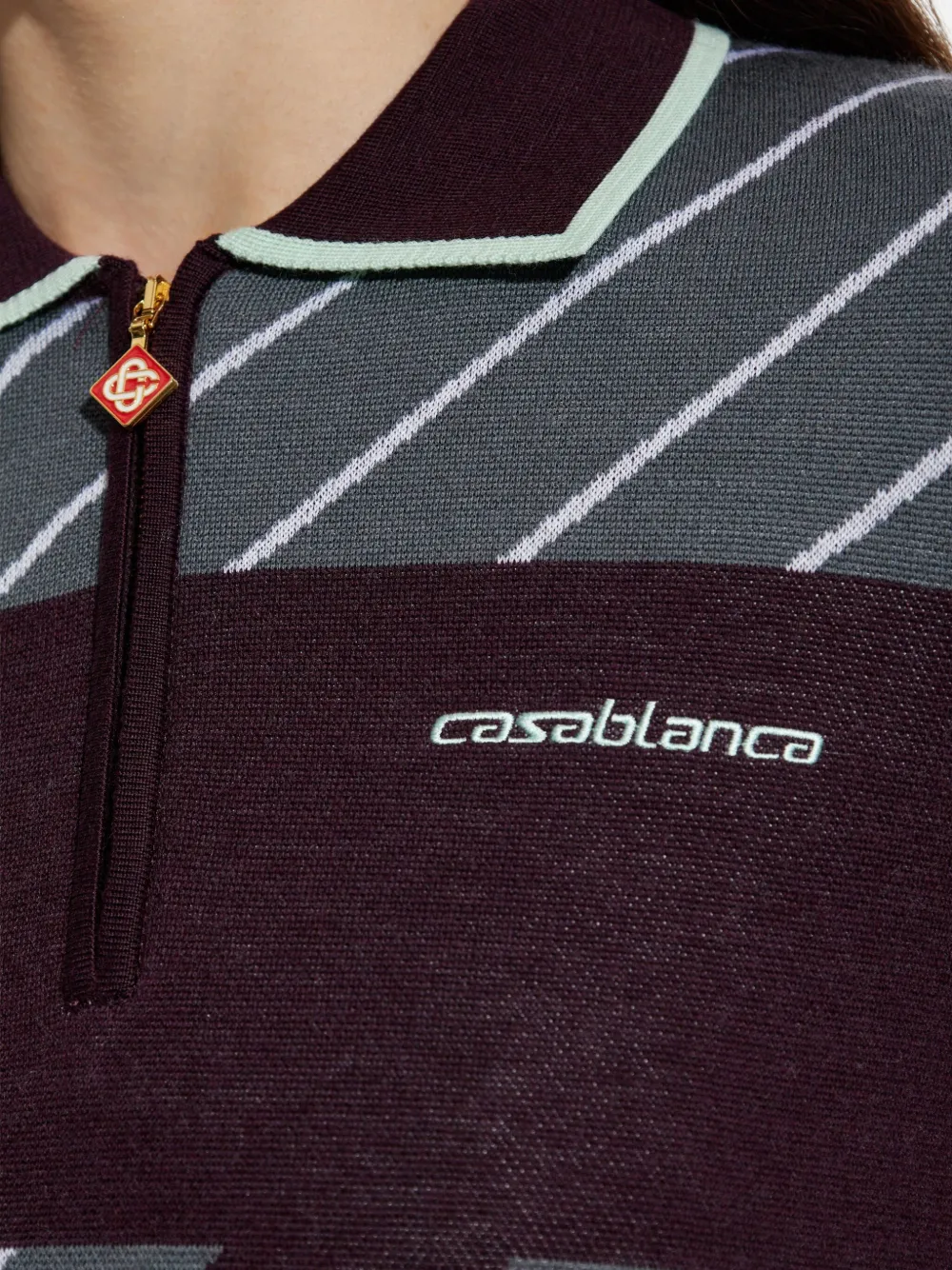 Casablanca Violet Geometric Pattern Sweater With Zip-up Collar In Multi