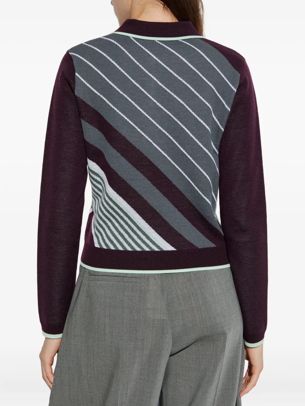 Casablanca Violet Geometric Pattern Sweater With Zip-up Collar In Multi