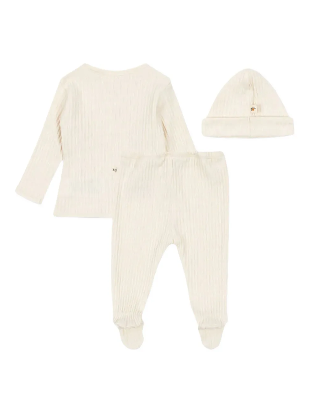 Konges Sløjd Lemon-embroidery Babygrow Set In Neutral