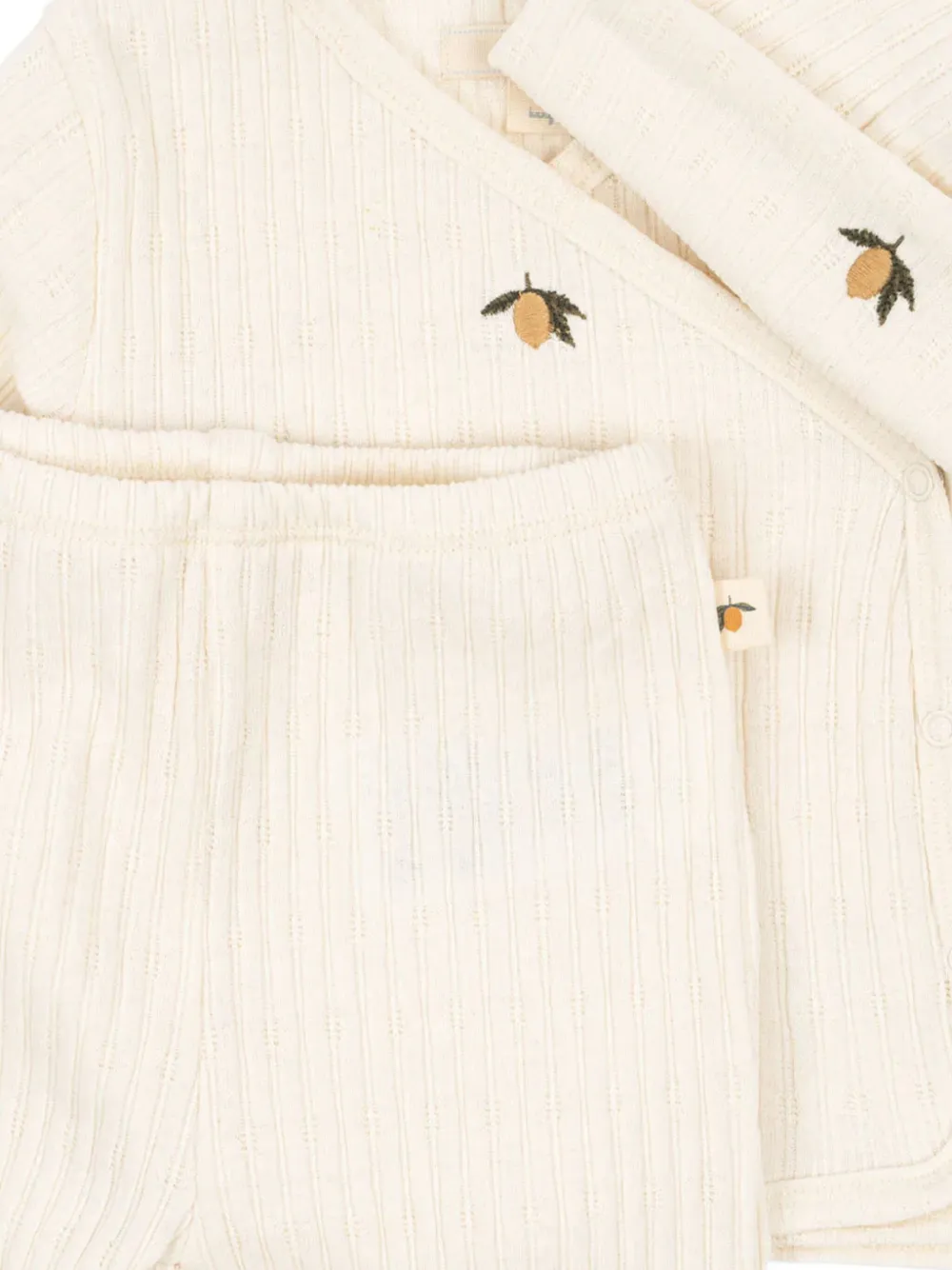 Konges Sløjd Lemon-embroidery Babygrow Set In Neutral