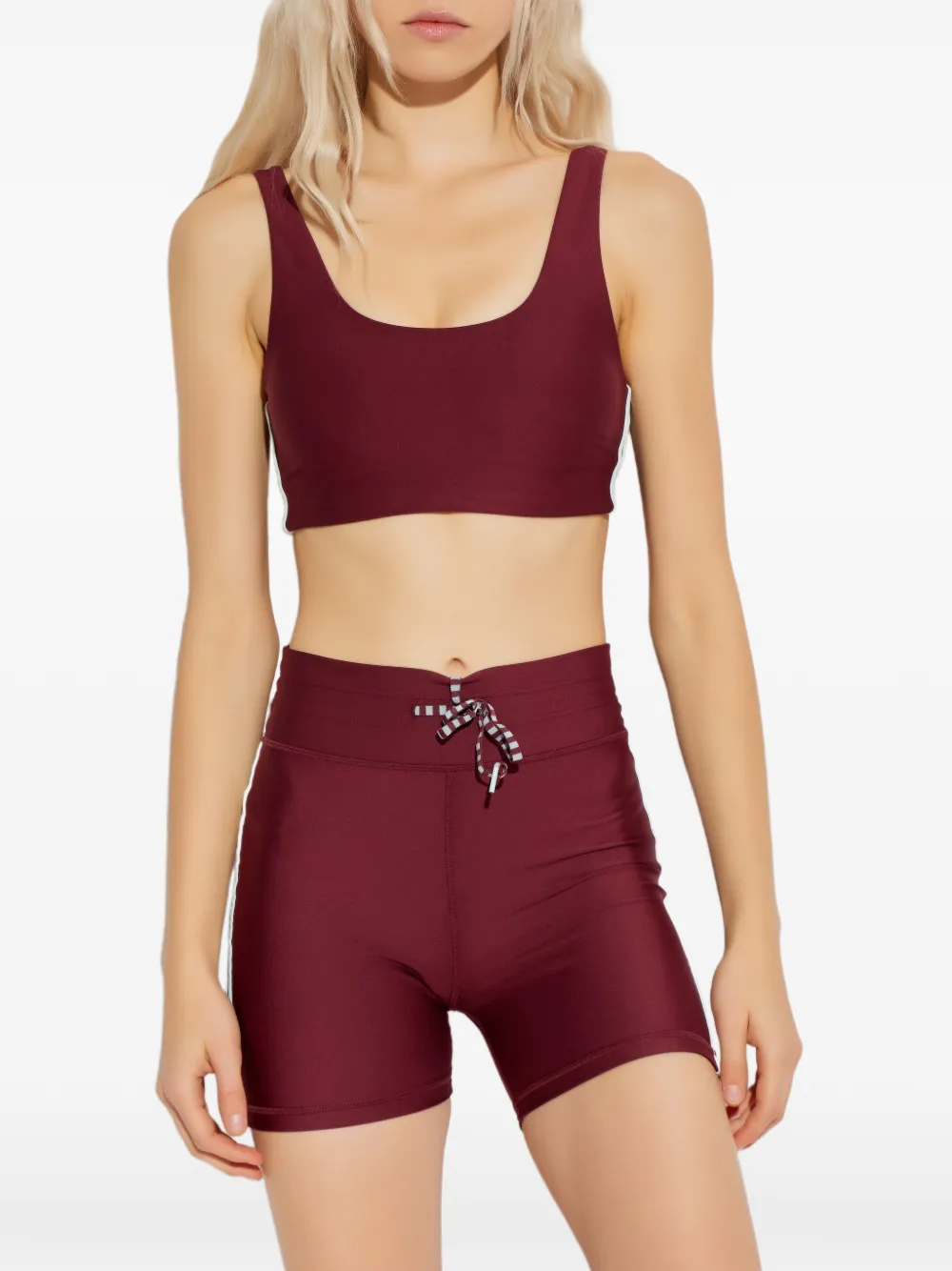 The Upside Oxford stripe-detail sports bra Rood