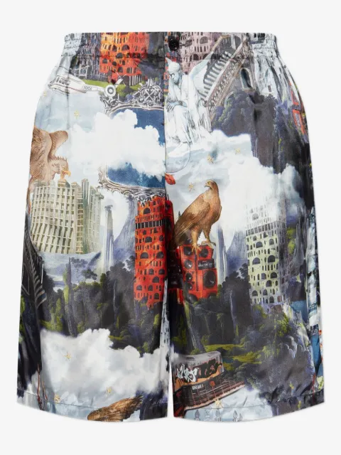 Off-White شورت برباط وطبعة جرافيك