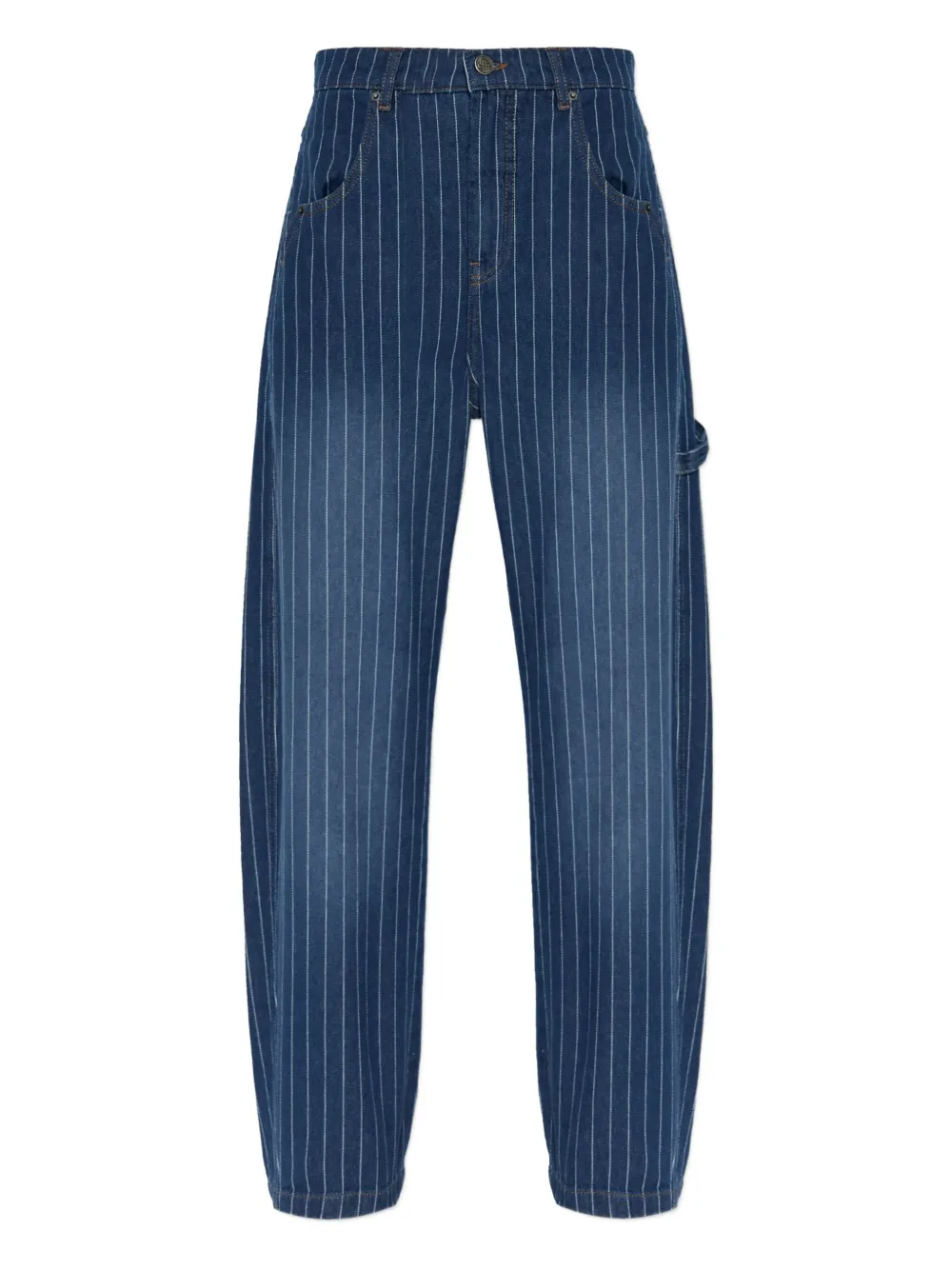 Munthe Pinstripe Utility Trousers In Blue