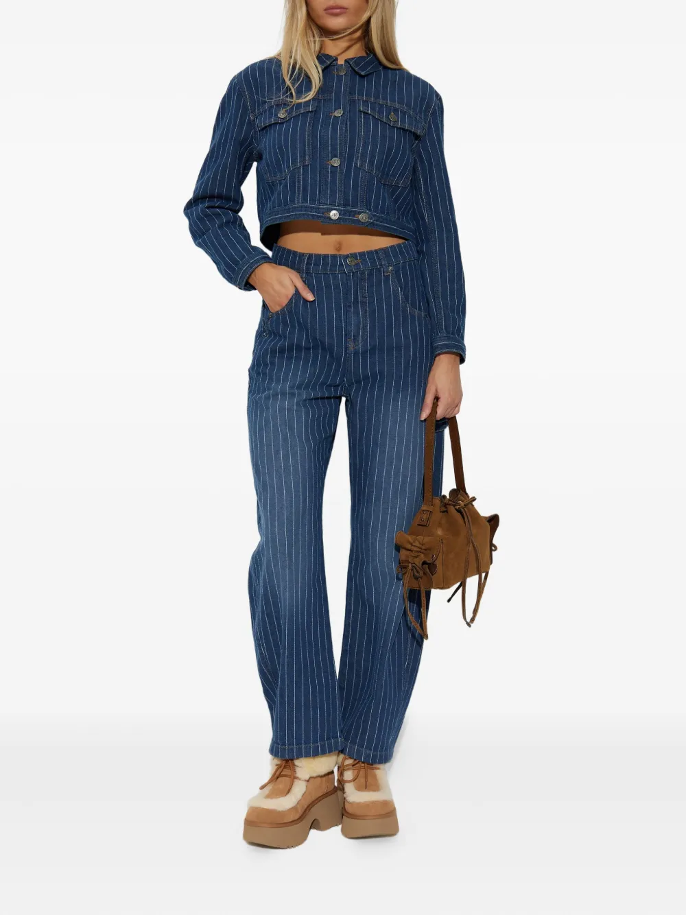 MUNTHE Cargo broek met krijtstreep - Blauw