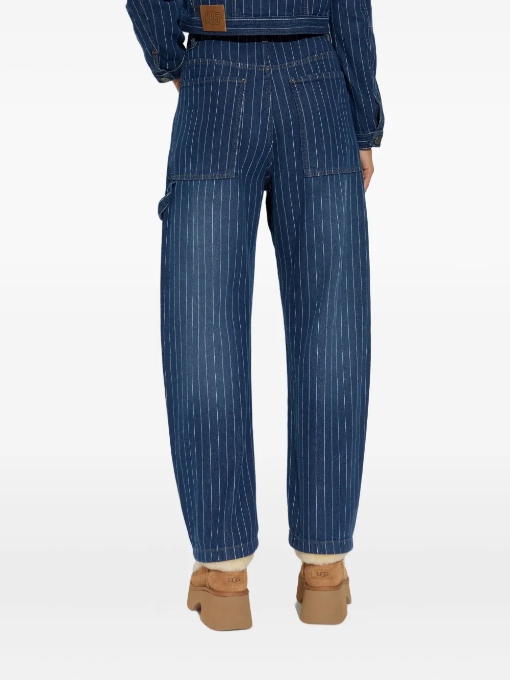 Munthe Pinstripe Utility Trousers In Blue