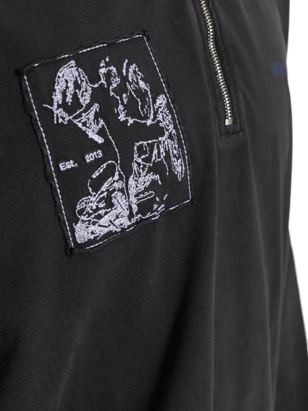 Off-White Poloshirt met geborduurde patch en halve rits Grijs