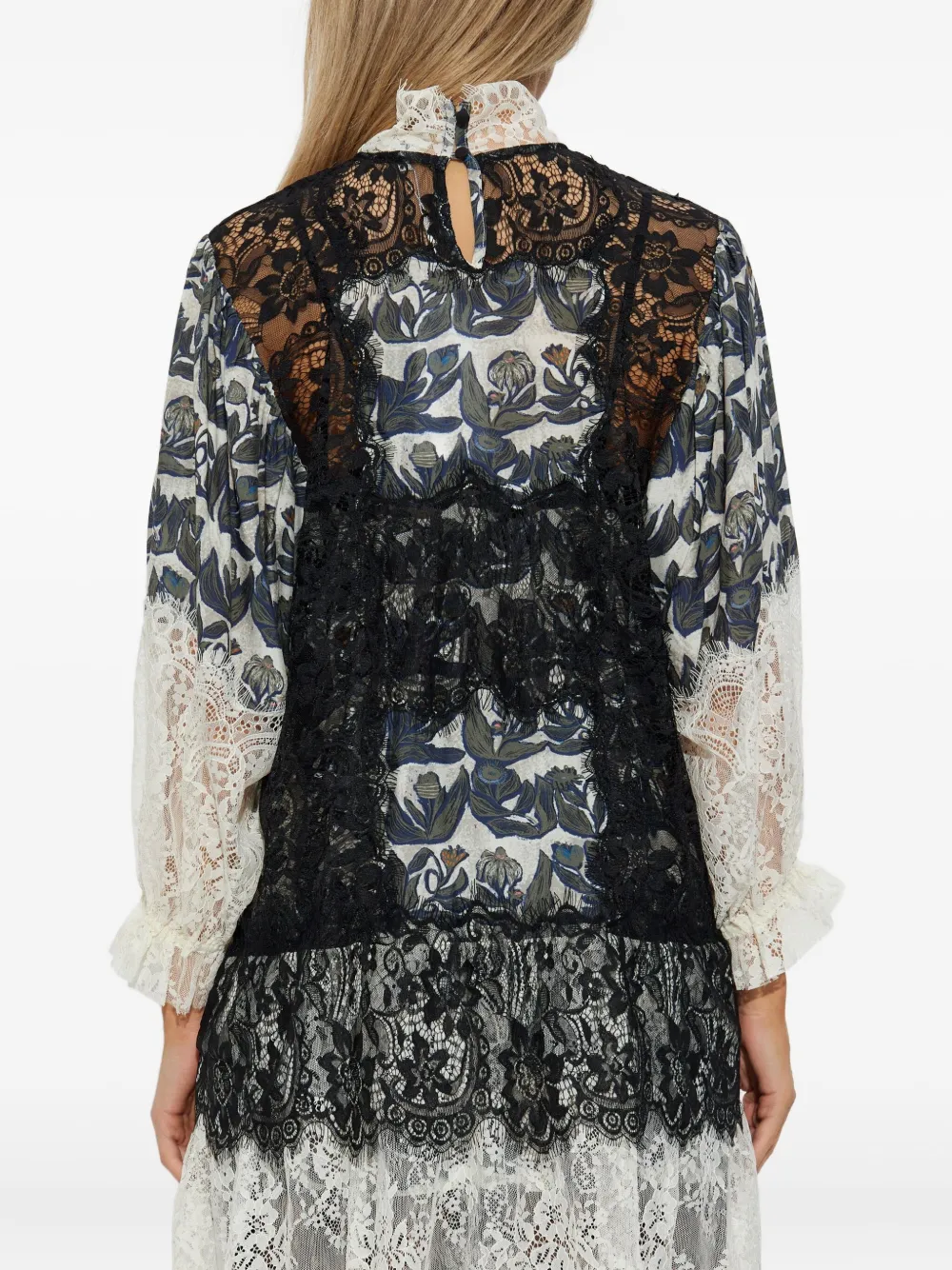 MUNTHE Lisso jurk met bloemenkant Beige