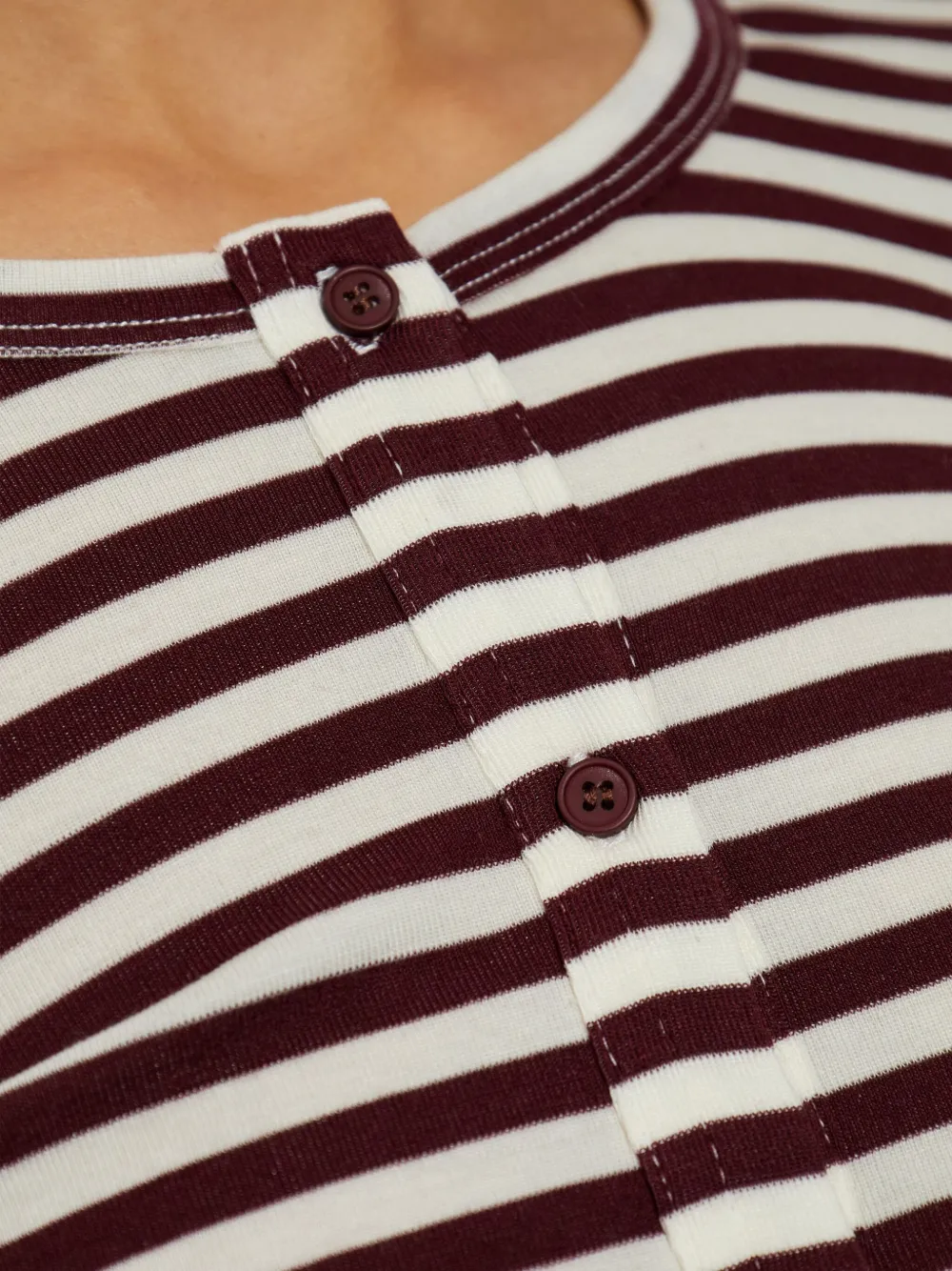 Munthe Striped Buttoned Long-sleeved T-shirt In Brown