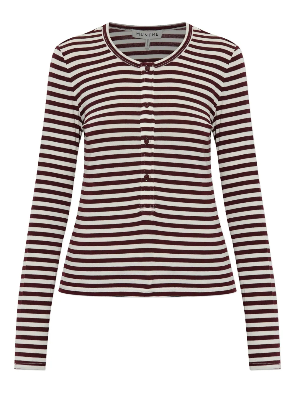 MUNTHE striped buttoned long-sleeved T-shirt | Black | Image 1