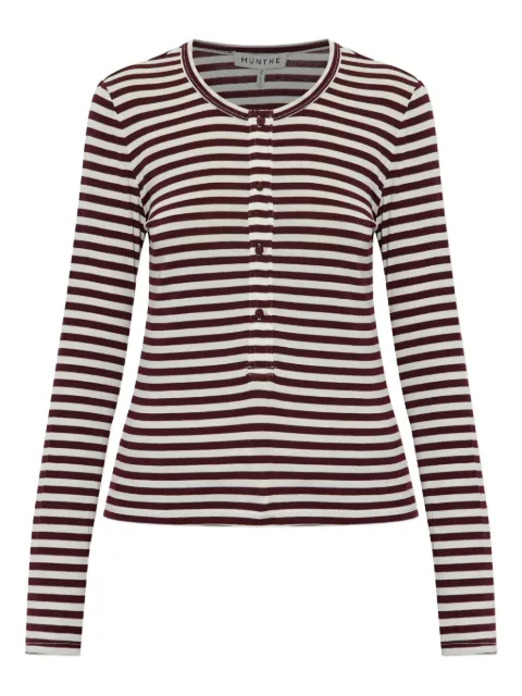 MUNTHE striped buttoned long-sleeved T-shirt