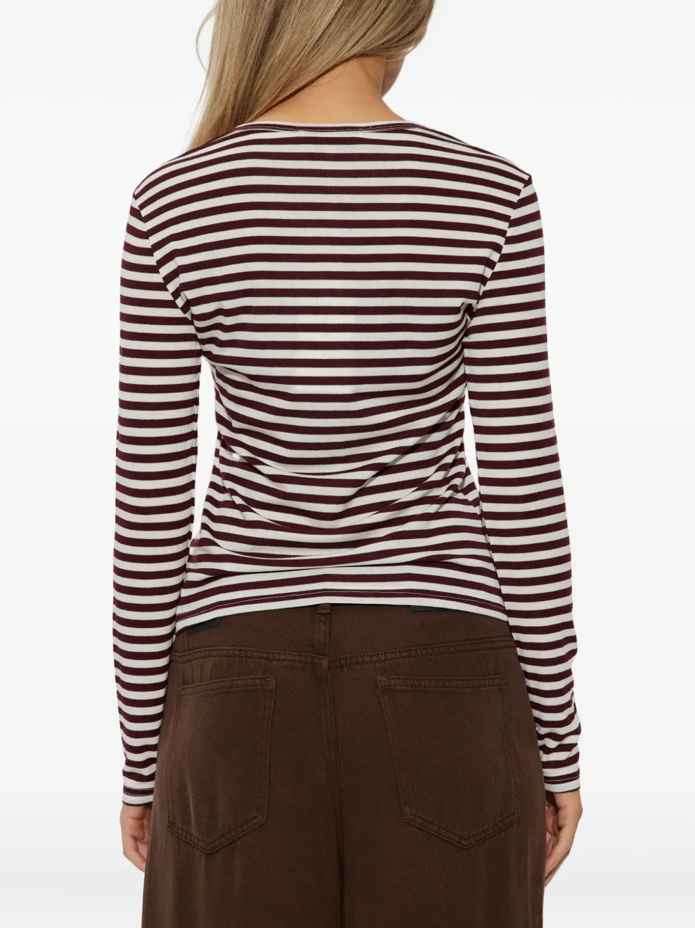 Munthe Striped Buttoned Long-sleeved T-shirt In Brown