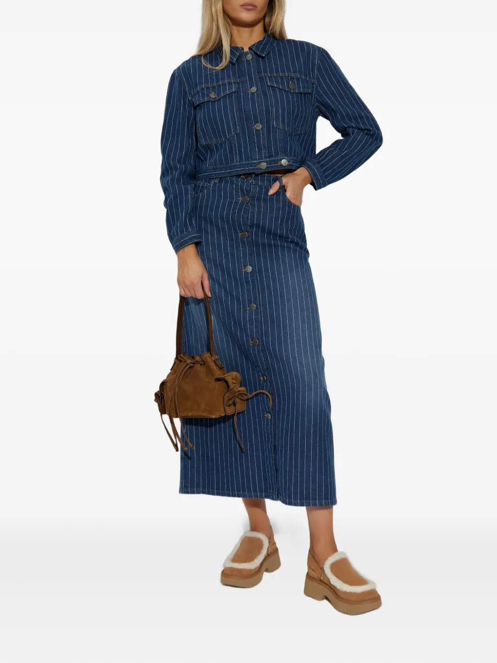 MUNTHE Livono pinstripe button-up skirt | High-Waisted Skirts | Image 2