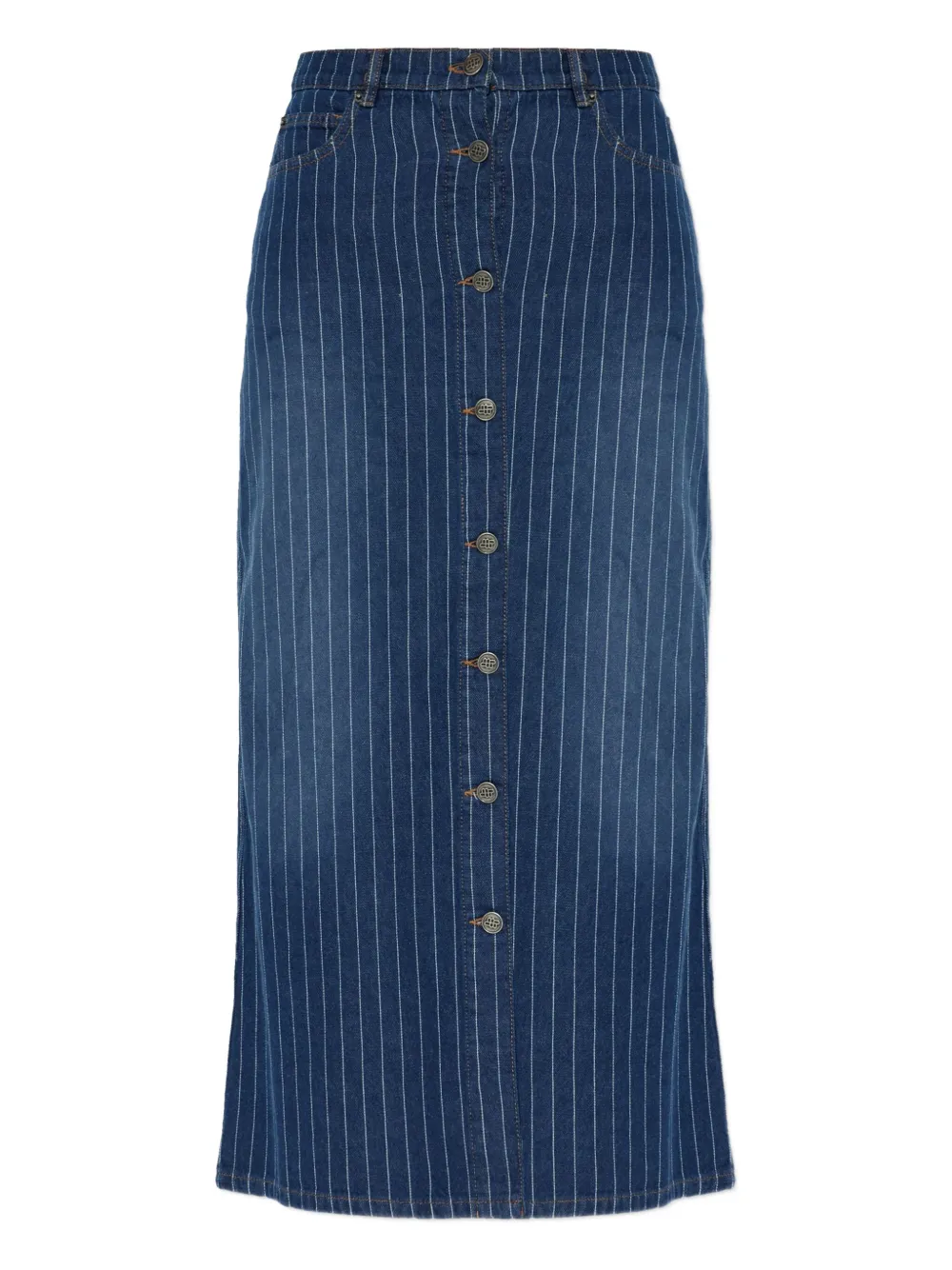 MUNTHE Livono pinstripe button-up skirt | Blue | Image 1