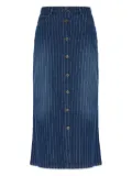 MUNTHE Livono pinstripe button-up skirt - Blue