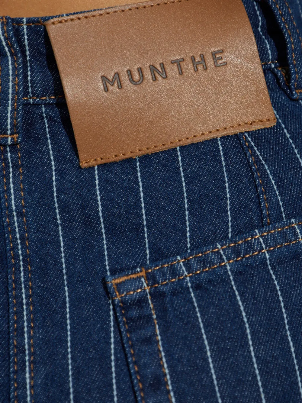 MUNTHE Livono rok met krijtstreep en knopen Blauw