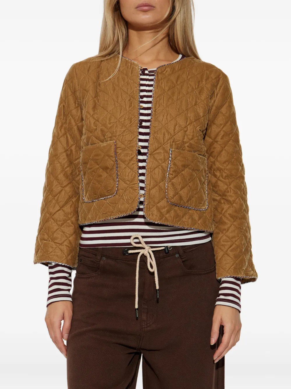 MUNTHE Lizetta gewatteerd fluwelen jack Geel