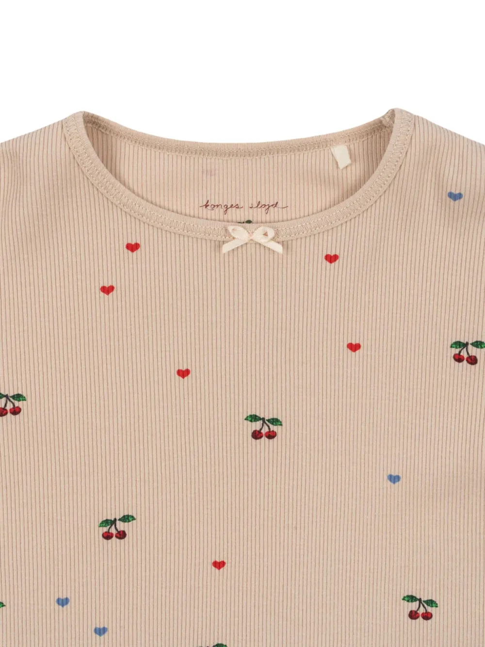 Konges Sløjd Ella T-shirt met kersenprint Beige